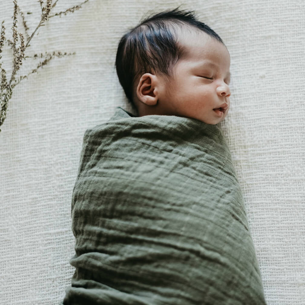 Snuggle Hunny Kids | Dusty Olive I Organic Muslin Wrap